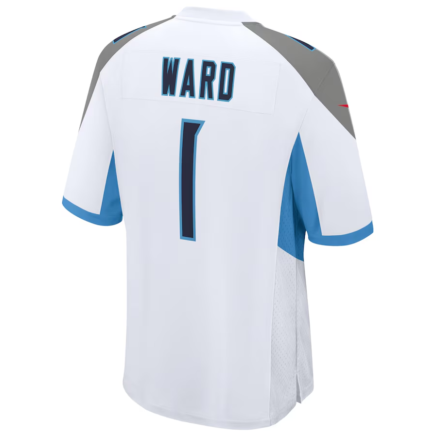 T.Titans #1 Cameron Ward White 2025 Draft First Round Pick Game Stitched American Football Jersey