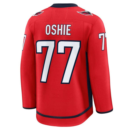 W.Capitals #77 TJ Oshie Fanatics Home Premium Jersey - Red Stitched American Hockey Jerseys