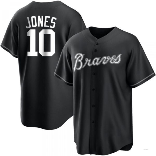 Atlanta Braves #10 Chipper Jones White Black Jersey Stitches Baseball Jerseys