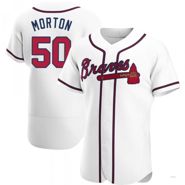 Atlanta Braves #50 Charlie Morton White Black Jersey Stitches Baseball Jerseys