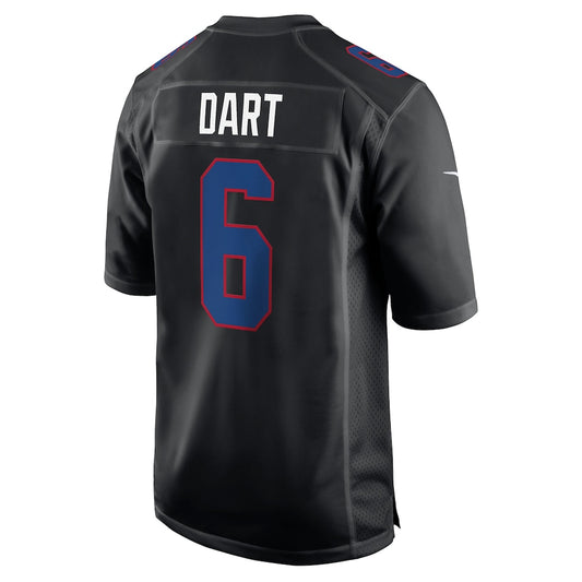 New York Giants #6 Jaxson Dart Carbon Black Fashion Embroidery Game Jersey