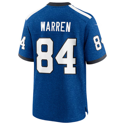 Indianapolis Colts #84 Tyler Warren Heather Royal Alternate 2 Indiana Nights Embroidery Game Jersey